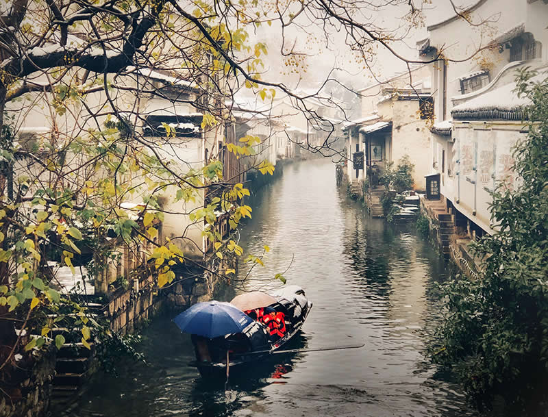 Snowfall Over Water Town by Tongsheng Wang - Mobile Photography Awards Travel Winners