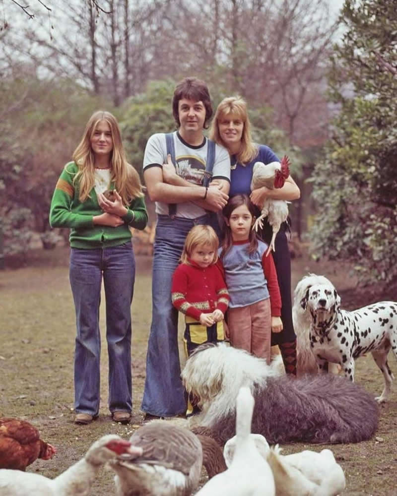 The McCartney family at their home, 1974.