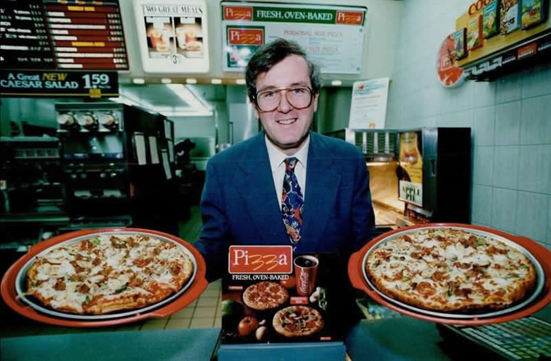 The McDonald's McPizza in the 1990s. Unfortunately, the McPizza was discontinued by the early 2000s due to its 11-to-16-minute cooking time, which did not align with McDonald's fast-service standards.