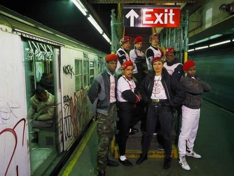 The Guardian Angels patrolling the New York City subways during the 1980s.