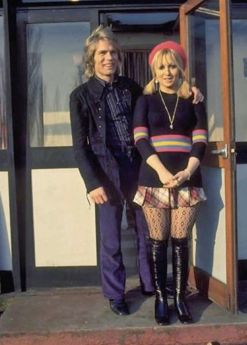 Adam Faith and Adrienne Posta during filming of the first episode of Budgie. London Weekend Television, 1971.