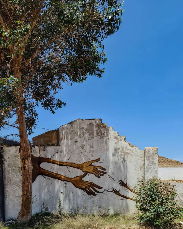 Family Tree in Riebeek West, South Africa - Street Art Photos Merge with Nature
