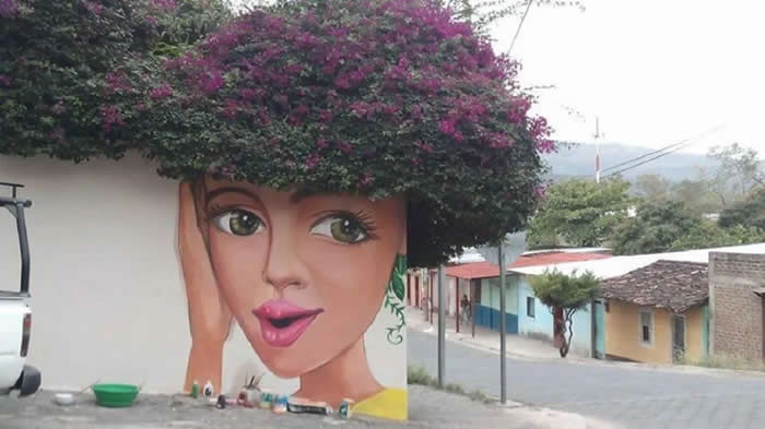 Tree Hair in Nicaragua - Street Art Photos Merge with Nature