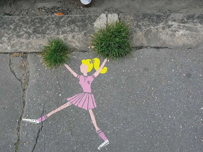 Grass Pom-Poms in France - Street Art Photos Merge with Nature
