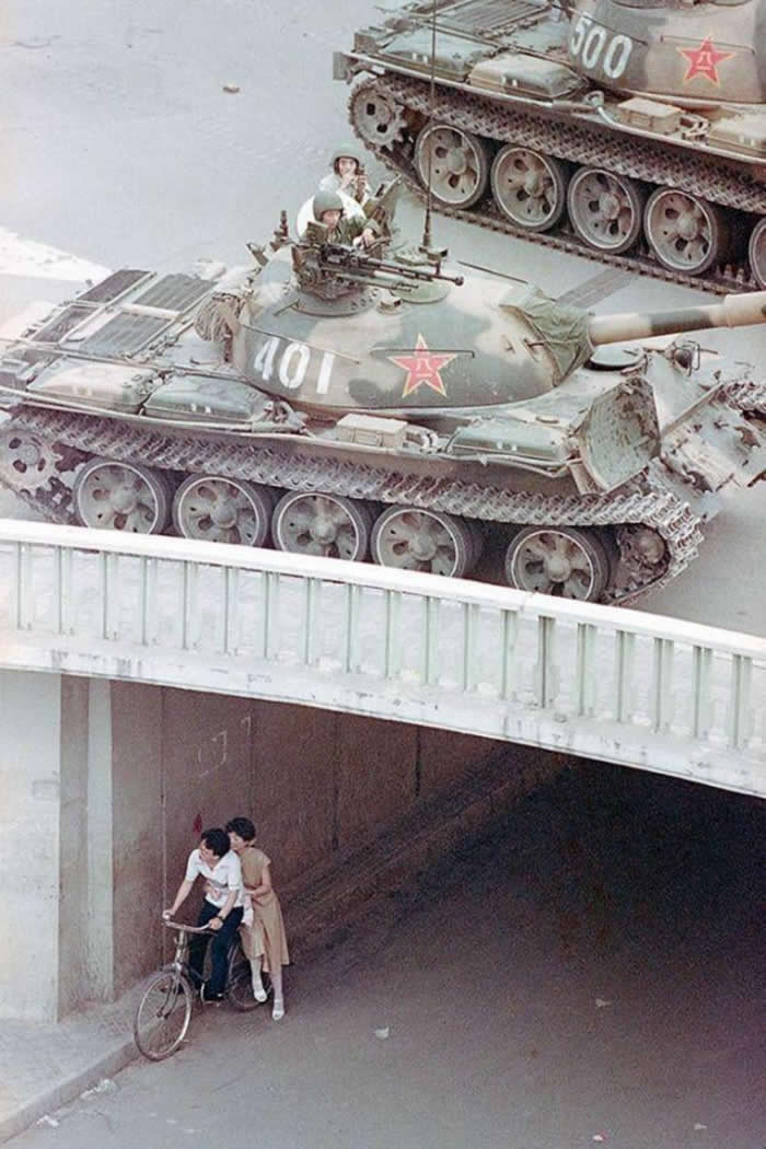Couple hiding under a bridge, Beijing, June 5, 1989. (China)