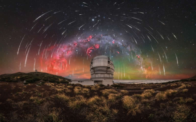 Geminid Symphony Over La Palma&rsquo;s Guardian of the Sky by Uro&scaron; Fink - Milky Photographer of the Year 2026 Winners