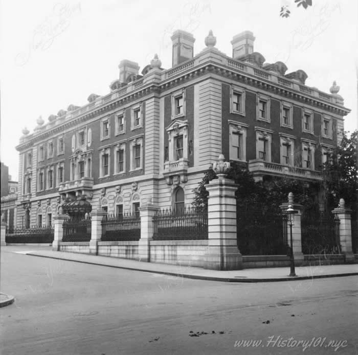 Photograph of the home of Andrew Carnegie &ndash; an American industrialist who amassed a fortune in the steel industry, then became a major philanthropist.