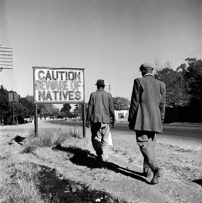 A sign of the times. Johannesburg, South Africa, 1956.