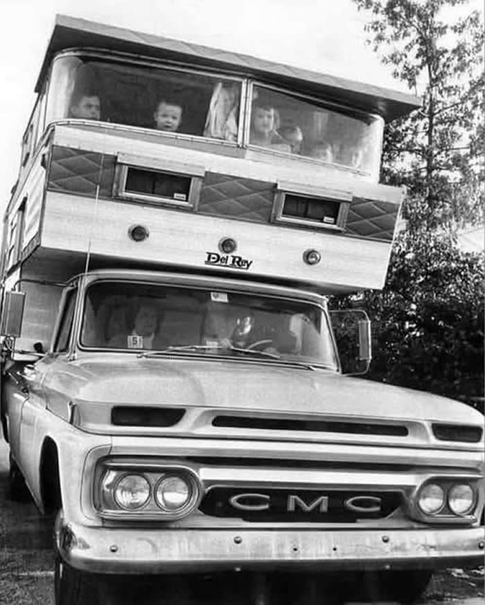 Back in the day. Throw a camper on the family truck, load up the crew and hit good ole Route 66 for a lifetime of memories. (1960s)