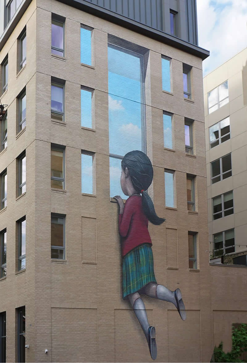 Wendy at the window - Jersey City, United States - Street Art by Seth