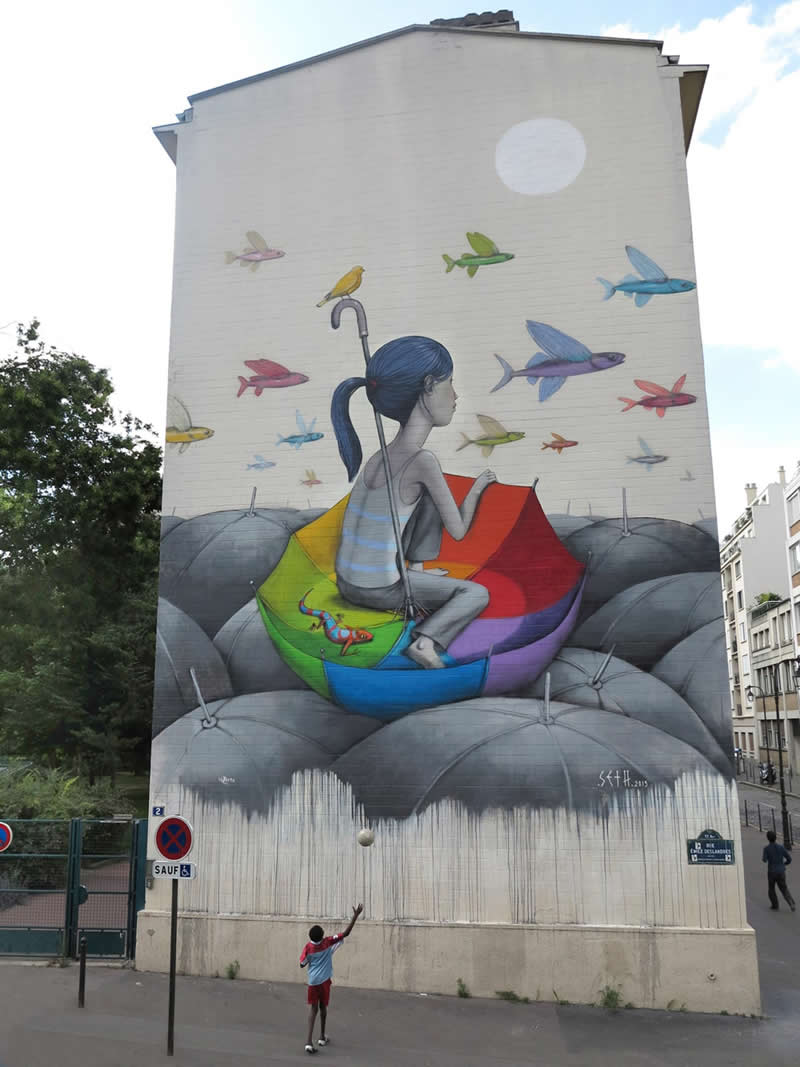 The color of Rain in June - Paris, France - Street Art by Seth