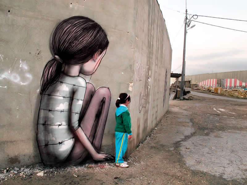 A&iuml;da refugee camp - Bethlehem, Palestine - Street Art by Seth