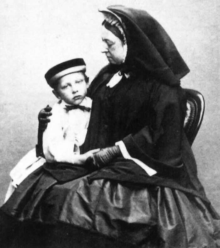 Queen Victoria of Great Britain with her grandson future Emperor of Germany Kaiser Wilhelm II, 1864