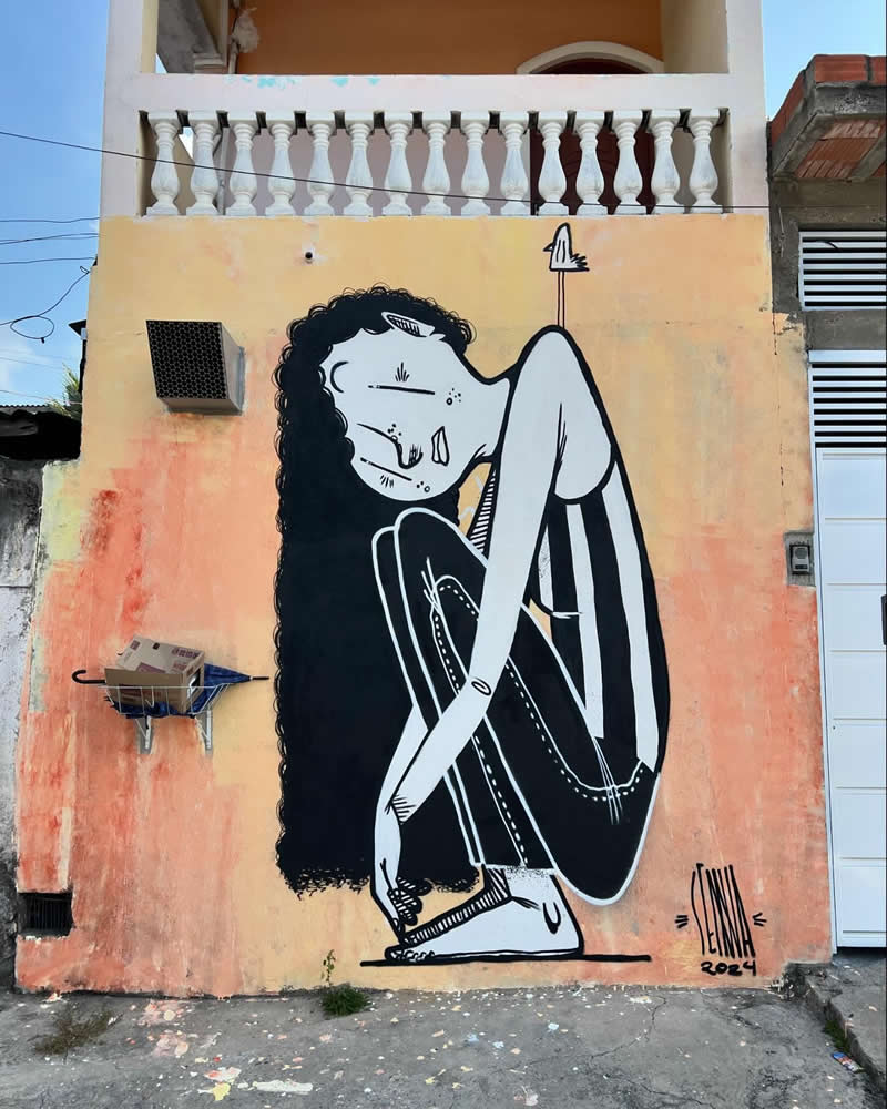 Girl-branch - Mural in Itapecerica da Serra - Thought-Provoking Murals by Alex Senna