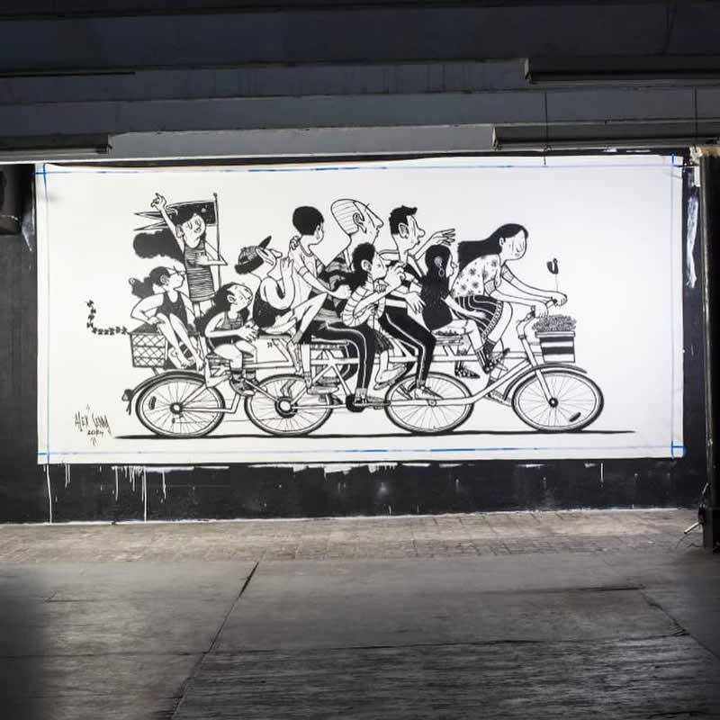 Silver Castle - 5.5m x 2.5m // Acrylic and Aerosol on Canvas - Thought-Provoking Murals by Alex Senna