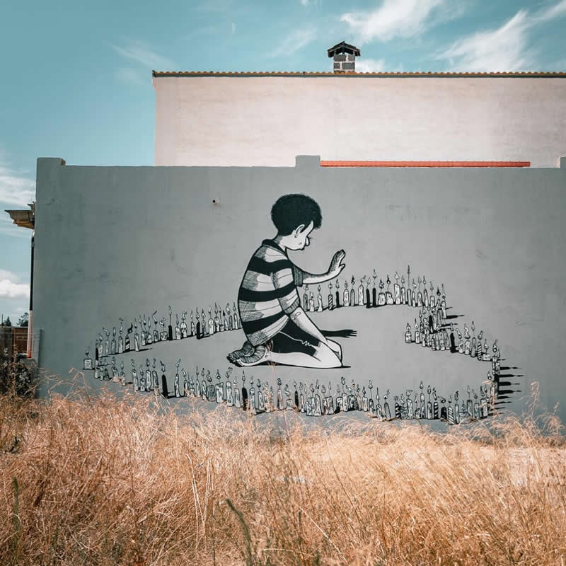 Deliver me from all evil - Mural made in the city of Stornara, Italy - Thought-Provoking Murals by Alex Senna