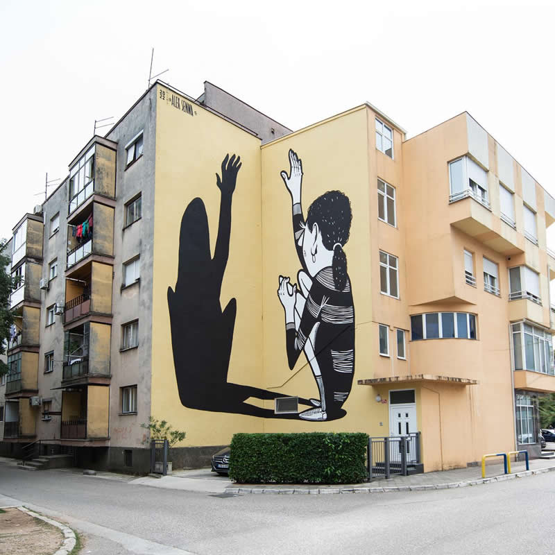 Monologue - Mural made in the beautiful city of Mostar in Bosnia and Herzegovina - Thought-Provoking Murals by Alex Senna