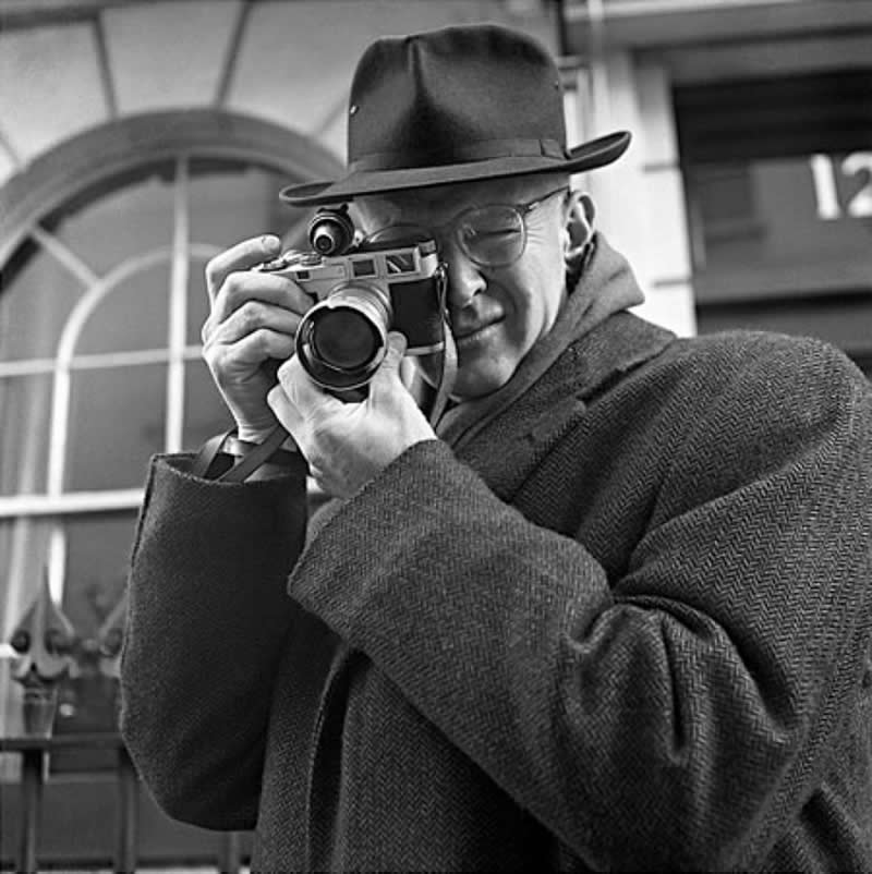 Henri Cartier-Bresson, Legendary photographer with Leica M3, c. 1957  - Vintage Cameras Evolution of Photography