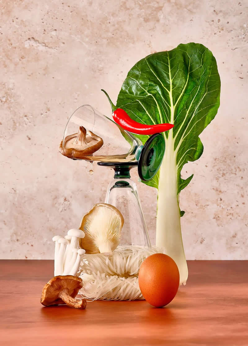 Raw ingredients of a wine pairing. Hotel Art Group Food Stylist Award | Styling: Sarah Ghijselinck | Photo: Sandra Declercq/World Food Photography Awards sponsored by Bimi