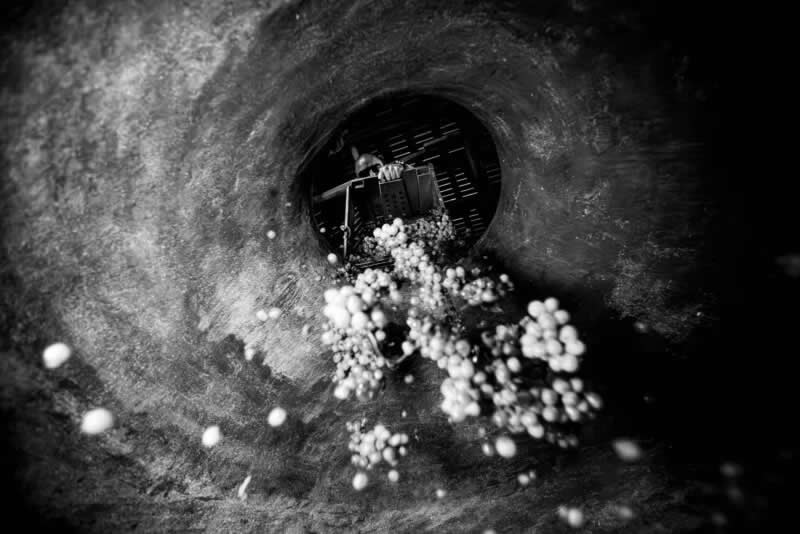 Point-of-view shot from inside a traditional kvevri during the 2025 grape harvest in Georgia. Louis Jadot Wine Photographer of the Year &ndash; Produce. | Luke Carver/World Food Photography Awards sponsored by Bimi