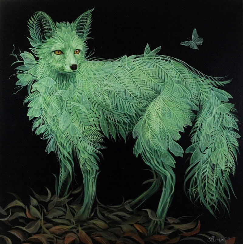 30 Mesmerizing Wildlife Paintings by Molly Devlin Filled With Flowers, Feathers, and Fantasy 38 Fern Echoes - Wildlife Paintings by Molly Devlin