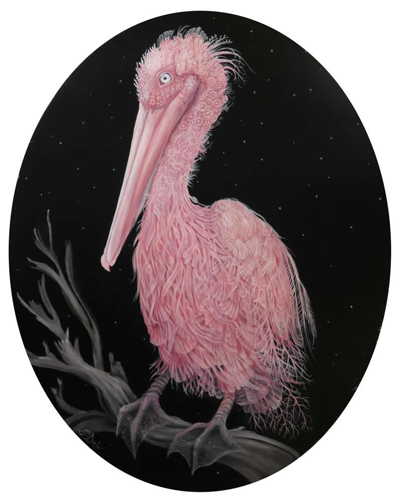 30 Mesmerizing Wildlife Paintings by Molly Devlin Filled With Flowers, Feathers, and Fantasy 43 By the Light of the Glistening Pool - Wildlife Paintings by Molly Devlin