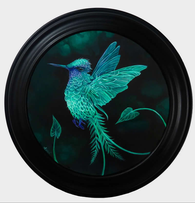 30 Mesmerizing Wildlife Paintings by Molly Devlin Filled With Flowers, Feathers, and Fantasy 46 Unfeathered Above - Wildlife Paintings by Molly Devlin