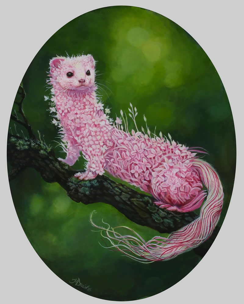 30 Mesmerizing Wildlife Paintings by Molly Devlin Filled With Flowers, Feathers, and Fantasy 50 Escaping the Meadow - Wildlife Paintings by Molly Devlin