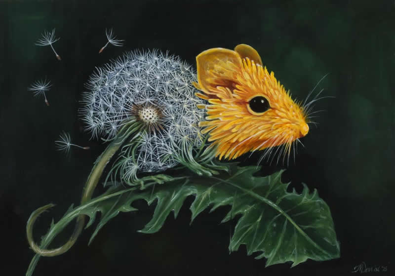 30 Mesmerizing Wildlife Paintings by Molly Devlin Filled With Flowers, Feathers, and Fantasy 52 Wishful Weeds - Wildlife Paintings by Molly Devlin