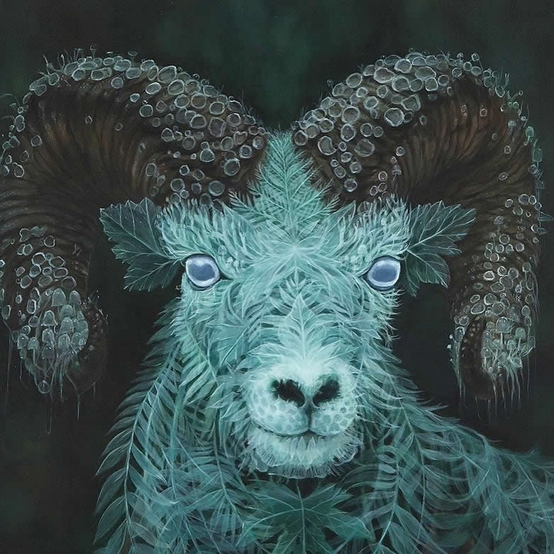 30 Mesmerizing Wildlife Paintings by Molly Devlin Filled With Flowers, Feathers, and Fantasy 57 The Threads That Bloom Below - Wildlife Paintings by Molly Devlin