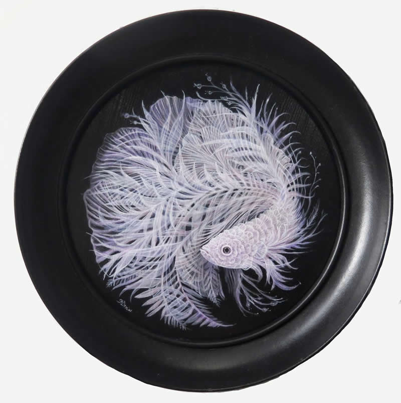 30 Mesmerizing Wildlife Paintings by Molly Devlin Filled With Flowers, Feathers, and Fantasy 61 Botanical Betta - Wildlife Paintings by Molly Devlin