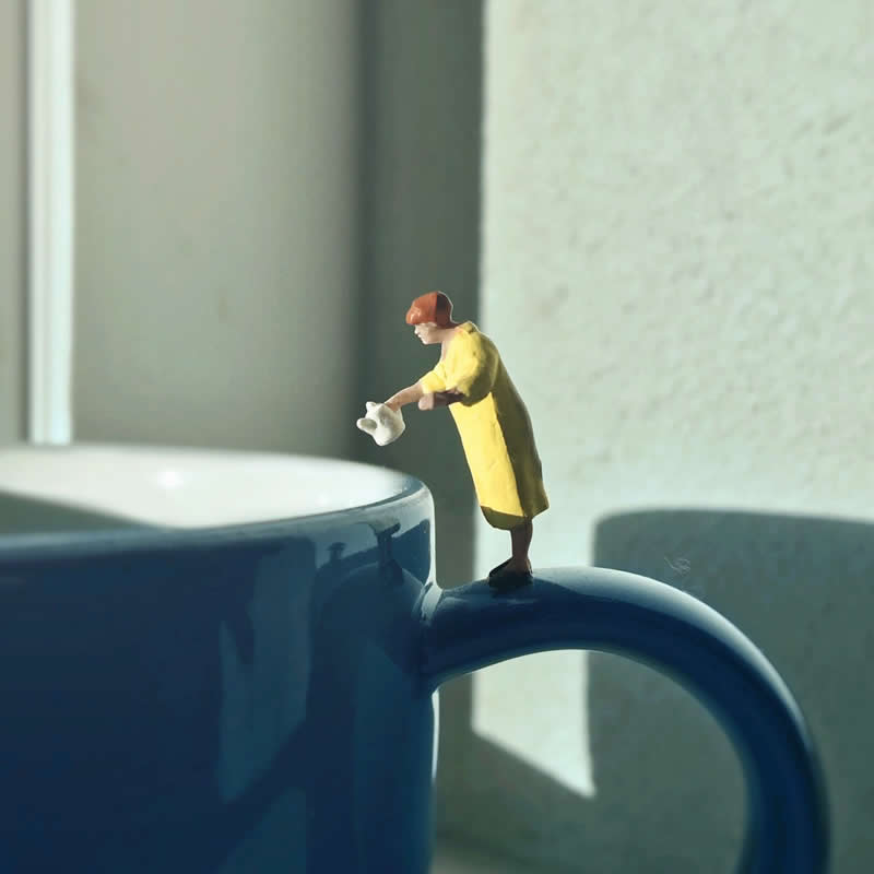 Tiny Adventures: 35 Miniature Scenes by Derrick Lin That Turn Everyday Objects Into Magical Stories 59 We need all the coffee in the world to get through the first Monday of the year after a long holiday break - Miniature Photography by Derrick Lin