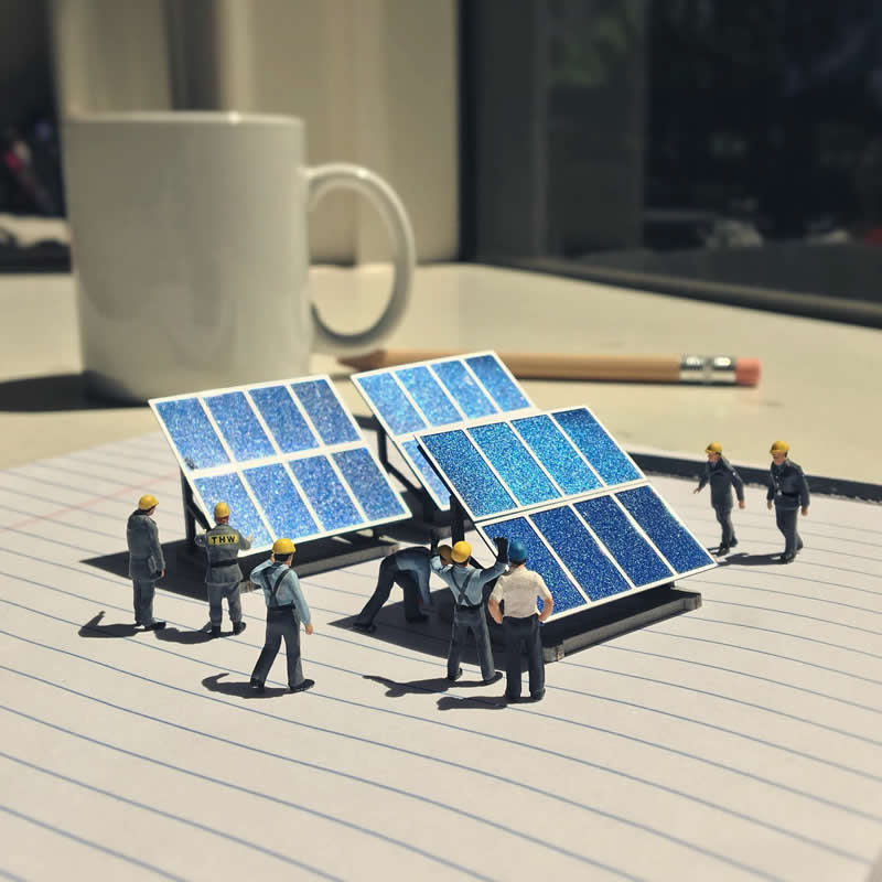 Tiny Adventures: 35 Miniature Scenes by Derrick Lin That Turn Everyday Objects Into Magical Stories 69 We desperately need the sun to come out and recharge our souls - Miniature Photography by Derrick Lin