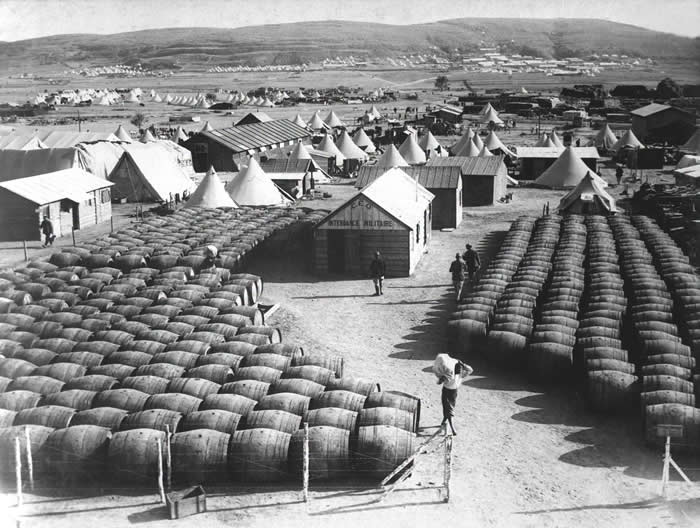 The French Army&rsquo;s wine stock before the Battle of Gallipoli, 1915. (Lemnos Island, Aegean Sea. Dardanelles Campaign)