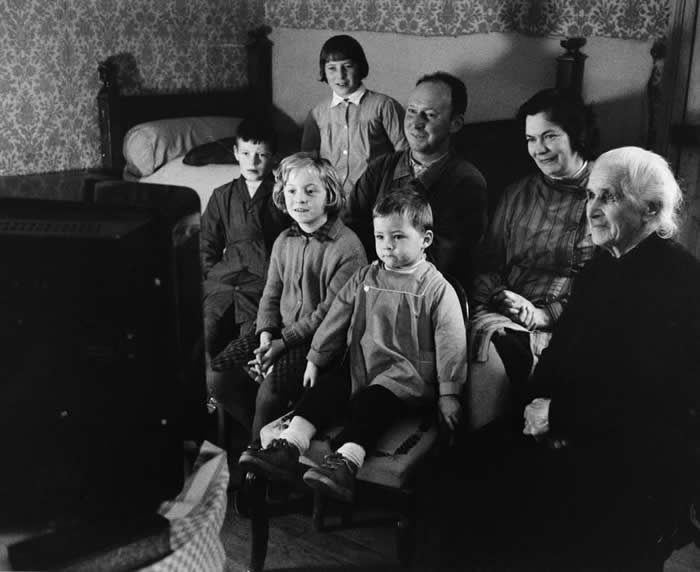 First time watching TV, Burgundy, France, 1962. Photo by Janine Ni&eacute;pce