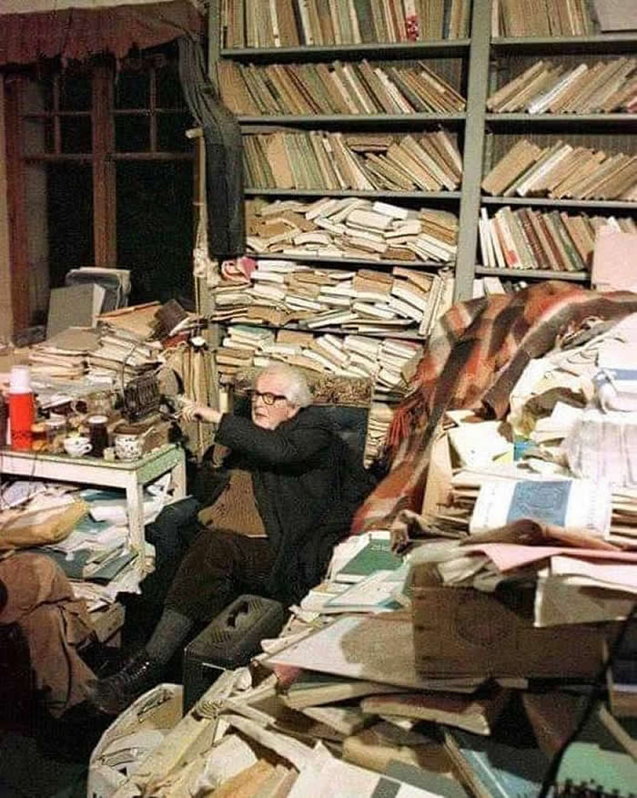 Swiss psychologist and genetic epistemologist Jean Piaget sitting in his home office, 1979. Credited as a pioneer of the constructivist theory, which suggests that people actively construct their knowledge of the world based on the interactions between their ideas and their experiences.