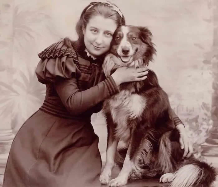 Woman's best friend, 1890s. - Animals Stole the Spotlight Historic Photos