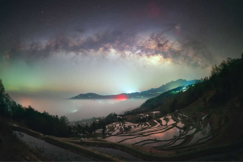The Impact of Light Pollution - Third Place: Night Sky over Yuanyang Terraced Fields by Wei Wenjun - 2026 Capture the Dark photography contest Winners