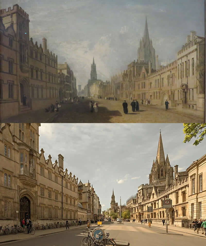 High Street, Oxford by JMW Turner (1810) - Famous Paintings and Their Real-Life Locations