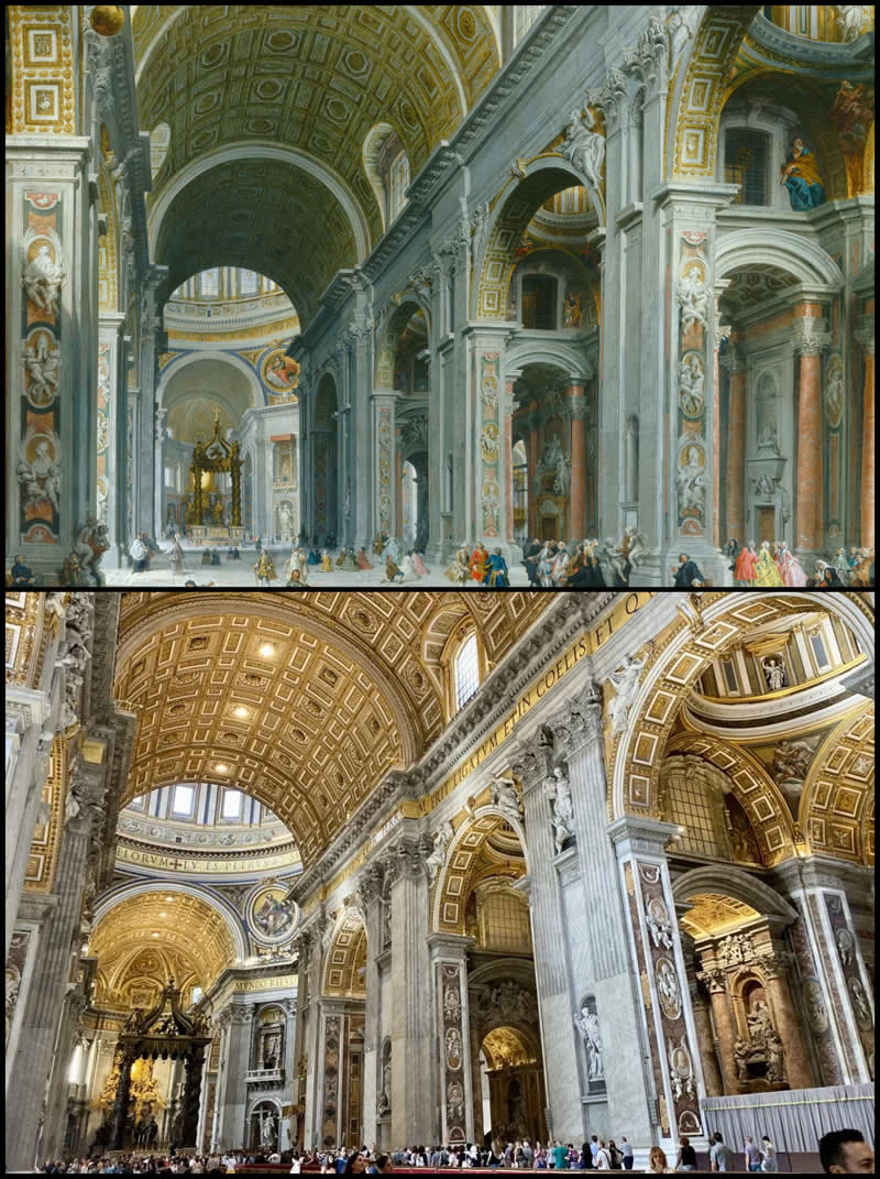 Interior of St Peter's by Giovanni Paolo Panini (1760) - Famous Paintings and Their Real-Life Locations