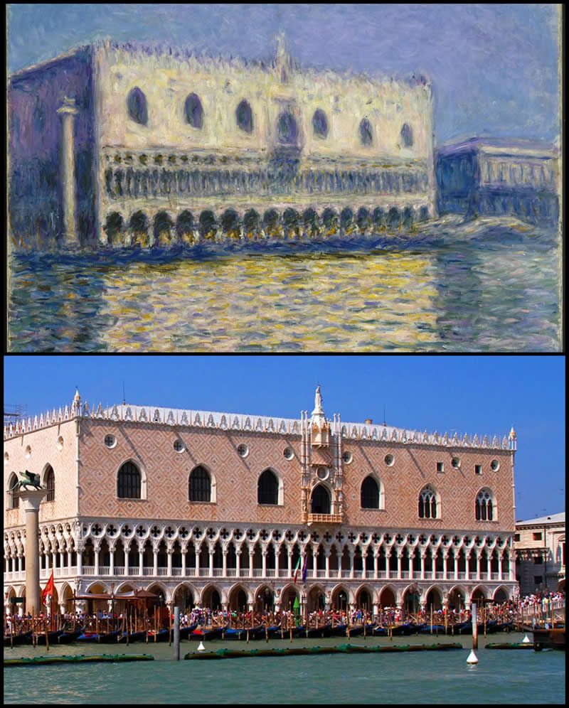 The Doge's Palace by Claude Monet (1908) - Famous Paintings and Their Real-Life Locations