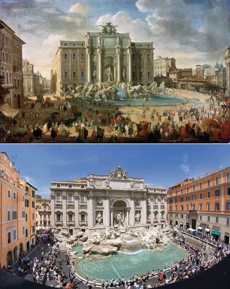 The Trevi Fountain in Rome by Giovanni Paolo Panini - Famous Paintings and Their Real-Life Locations