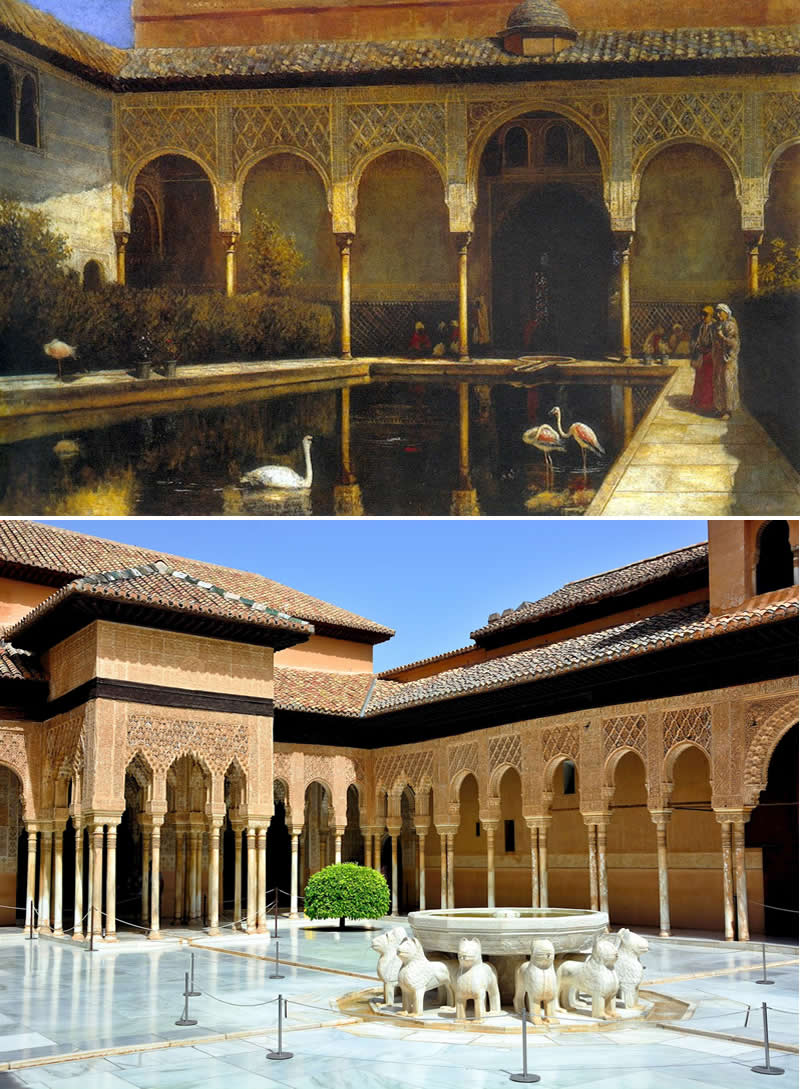 A Court In The Alhambra, by Edwin Lord Weeks (1876) - Famous Paintings and Their Real-Life Locations