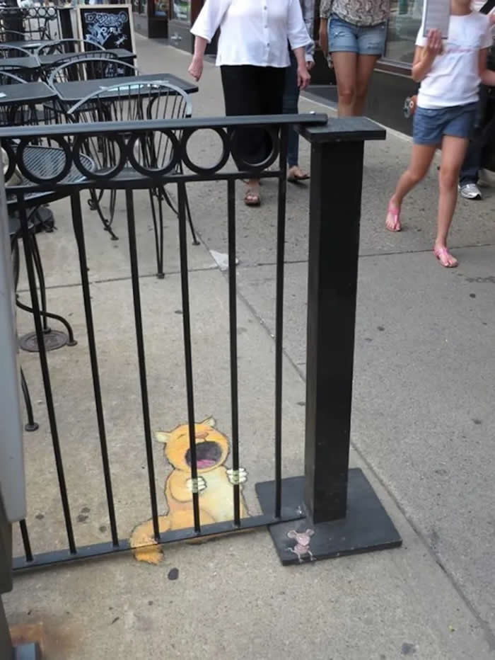 The Cat Prisoner &mdash; By David Zinn in Ann Arbor, Michigan, USA
