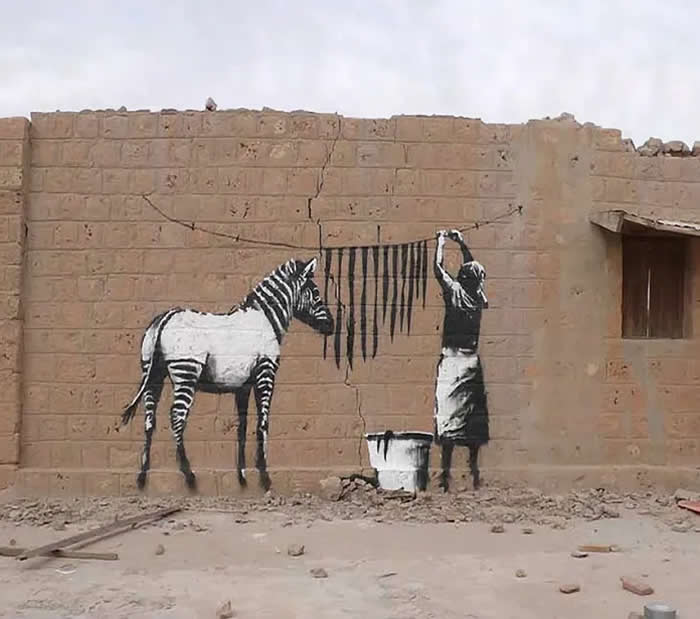 Washing Zebra Stripes &mdash; By Banksy in Mali