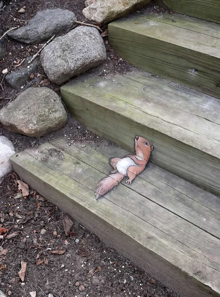 Nathan Redefines &ldquo;Squirrelly&rdquo; &mdash; By David Zinn in Ann Arbor, Michigan, USA