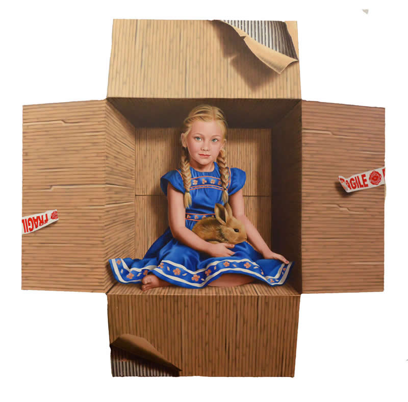 Hyperrealist 3D Cardboard Boxes Paintings by Marica Fasoli