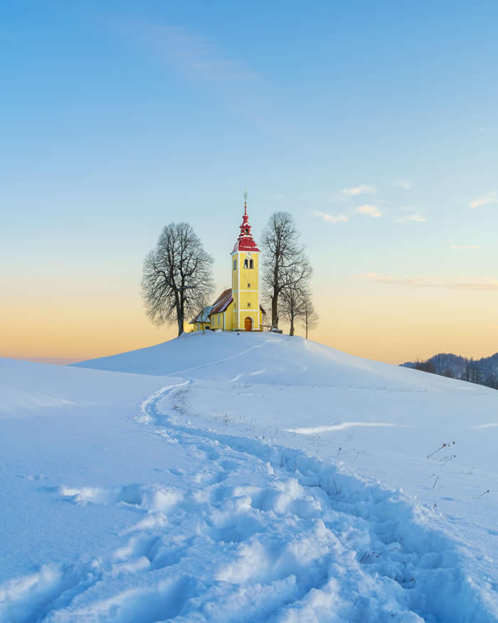 ITAP of church on snowy hill