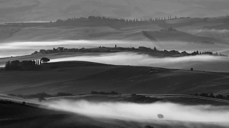 Earth in Elegant Monochrome: 40 Landscape Winners From the MonoVisions Awards 2026 56 Dawn over the hills by Alberto Pozzi, Italy - MonoVisions Black and White Awards Landscape 2026 Winners