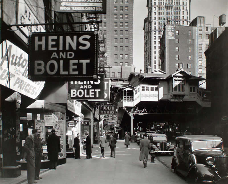 Radio Row on the Lower West Side of Manhattan, as shot by Berenice Abbott in May of 1936. This entire block was later cleared for the construction of The World Trade Center.